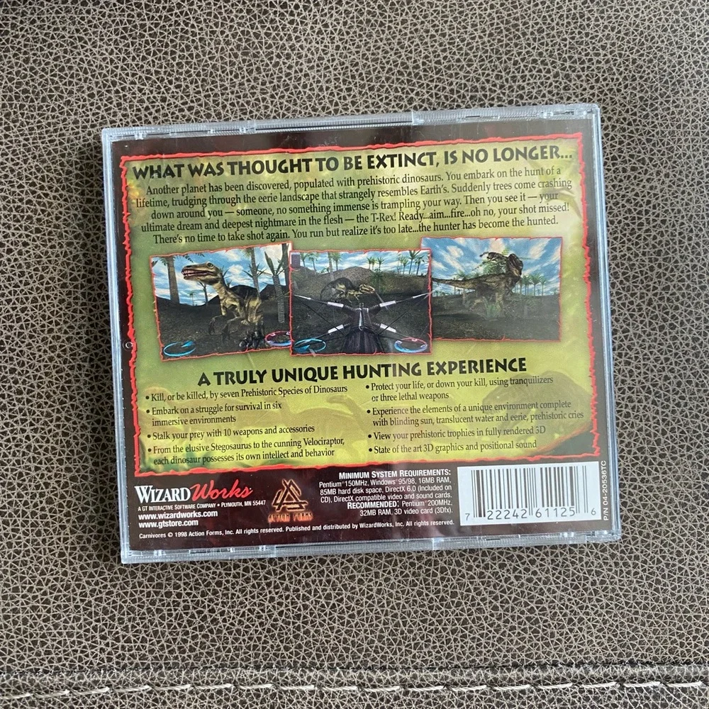 Carnivores PC CD-ROM – Dinosaur Hunting Game – Windows 95/98 – Complete